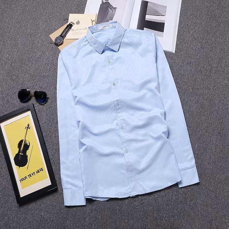 Men's Long-sleeved Korean Slim-fit Shirt