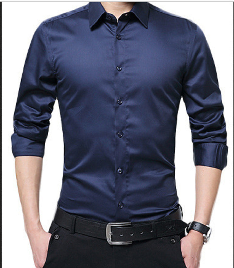 Men's Long-sleeved Korean Slim-fit Shirt