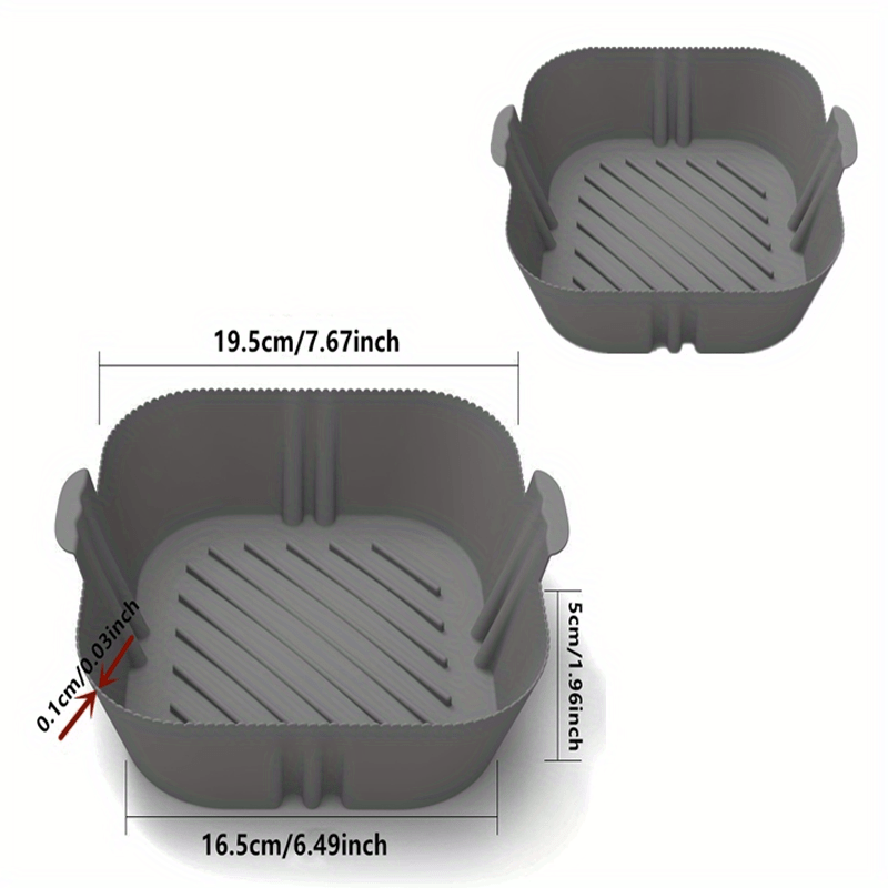 1pc Square Air Fryer Silicone Pot Reusable Air Fryers Liners Oven Baking Tray Home Kitchen Air Fryer Accessories 19.48cmx16.48cmx4.98cm