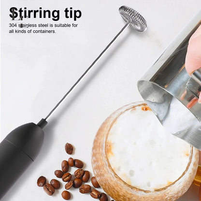 Mini Handheld Coffee Frother Home Use Egg Beater Baking Cream Frother Cordless Handheld Blender 304 Stainless Steel Mixing Head.