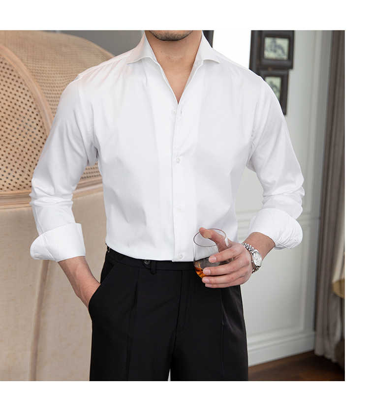 Slim-fit Long-sleeved Shirt For Men With A Line Neck Business