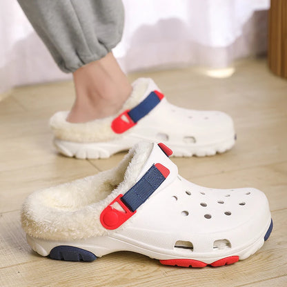 Slippers for Men Shoe for Men Indoor Slippers Wear-resistant PlatformWarm Add Velvet Soft and ComfortableCouple Women Home ShoeS