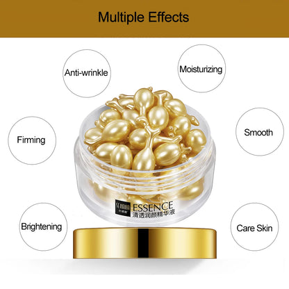 Revitalize Your Skin with Our Hydrating Capsule Essence - Anti Wrinkle, Fade Dark Spots, and Rejuvenate with Hydrolyzed Placenta Extract, Oligopeptide-1, and Sodium Hyaluronate - 30 Capsules