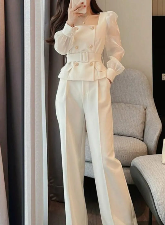Stylish White 2-Piece Pant Set for Women - Perfect for Parties and Events!
