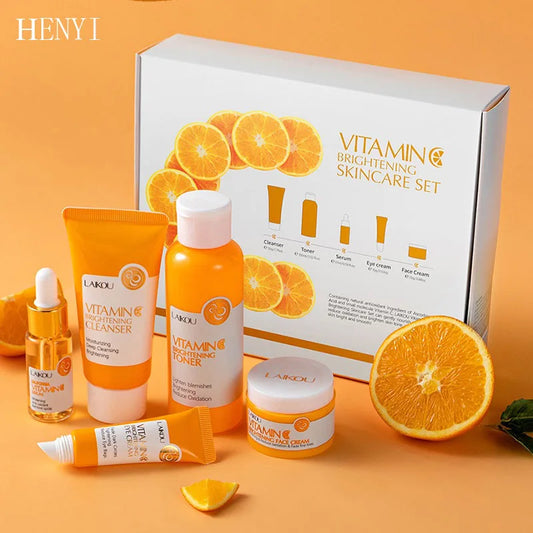 Transform Your Skin with LAIKOU Vitamin C Face Care Set - Deep Cleansing, Moisturizing, and Whitening in One!