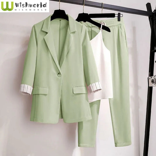 Stylish 3-Piece Summer Pants Suit for Women - Perfect for Office and Casual Wear!