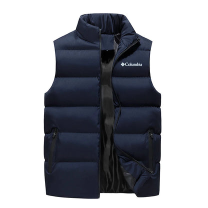 Men's Outdoor Winter Warm Thicken Vest Jackets Luxury Brand Male Cotton-Padded Sleeveless Stand-Up Colar Solid Color Waistcoat