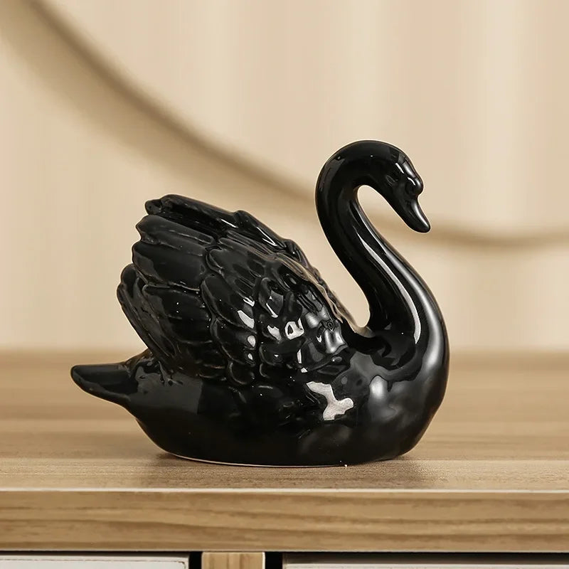 Bring Love Home: Swan Figurine for Elegant Room Decor and Miniature Garden Baubles