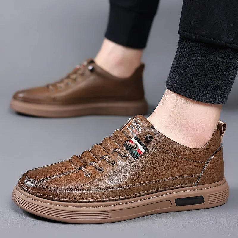 Wnfsy Men Leather Shoes Casual Male Sneakers Fashion Flats Sneakers Banquet Comfortable Handmade Trend Fashion Shoes Zapatillas