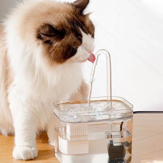 Transparent Cat Water Fountain 1.5L Kitty Water Dispenser Pet Automatic USB Electric Mute Recirculate Filtering Drinker For Cats