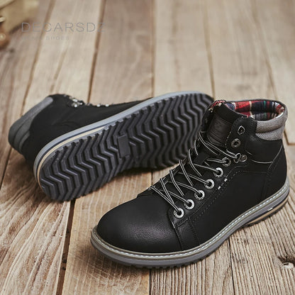 DECARSDZ Men Boots Outdoor Comfy Men Boots Men Fashion High Quality Leather Classic Autumn Shoes Man Brand Durable Winter Boots
