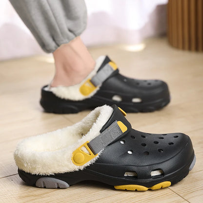 Slippers for Men Shoe for Men Indoor Slippers Wear-resistant PlatformWarm Add Velvet Soft and ComfortableCouple Women Home ShoeS