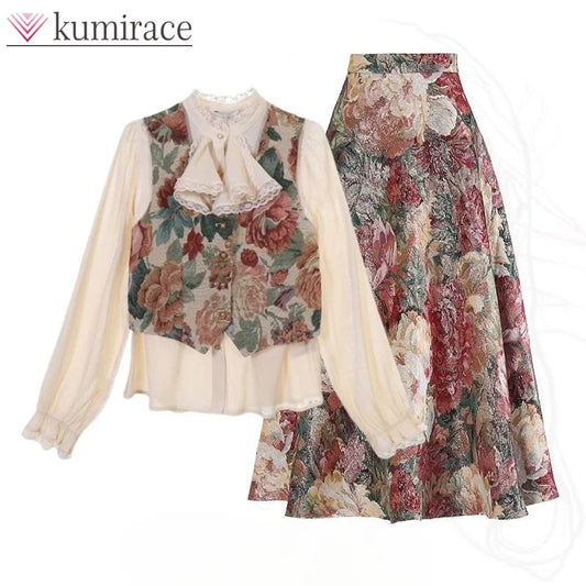Upgrade Your Spring Wardrobe with Our 2024 Floral Vest and Skirt Set - Perfect for Women!