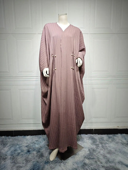 Middle East Ramadan Muslim Women's Fashion Modern Fashion Turkiye Stripe Casual Large Abaya Cardigan Islamic Gown