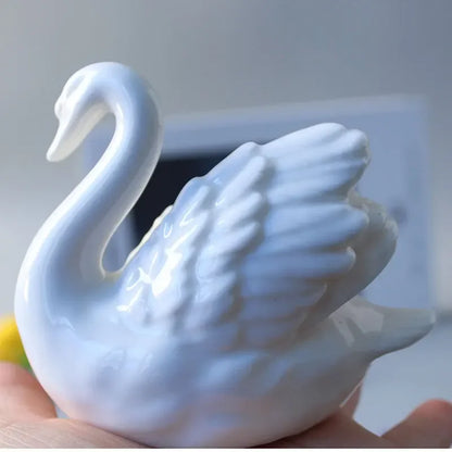 Bring Love Home: Swan Figurine for Elegant Room Decor and Miniature Garden Baubles