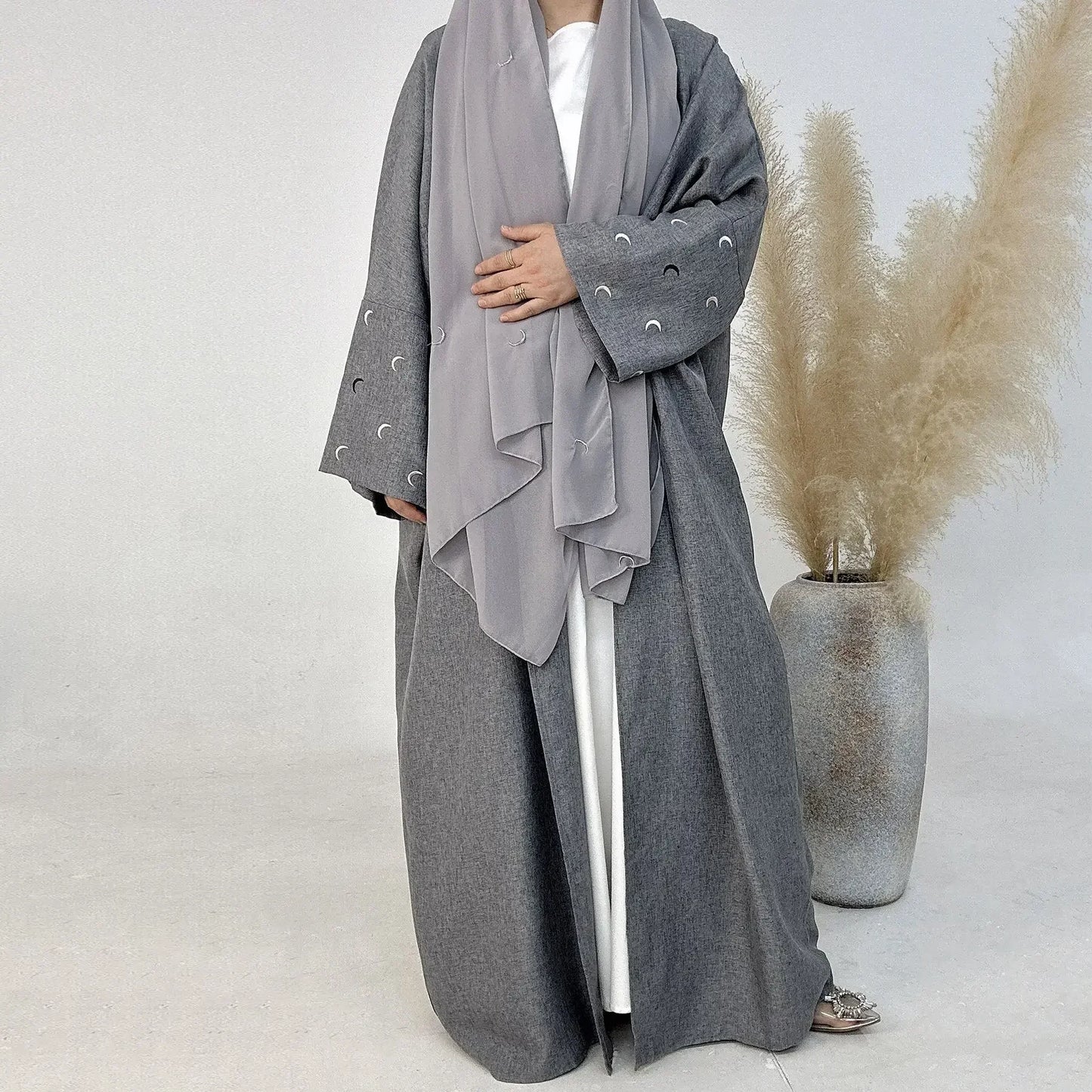 Cotton Linen Open Abaya for Women Embroidery Kimono Abayas Muslim Dubai Turkey Luxury Kaftan Hijab Dress Saudi Islamic Clothing