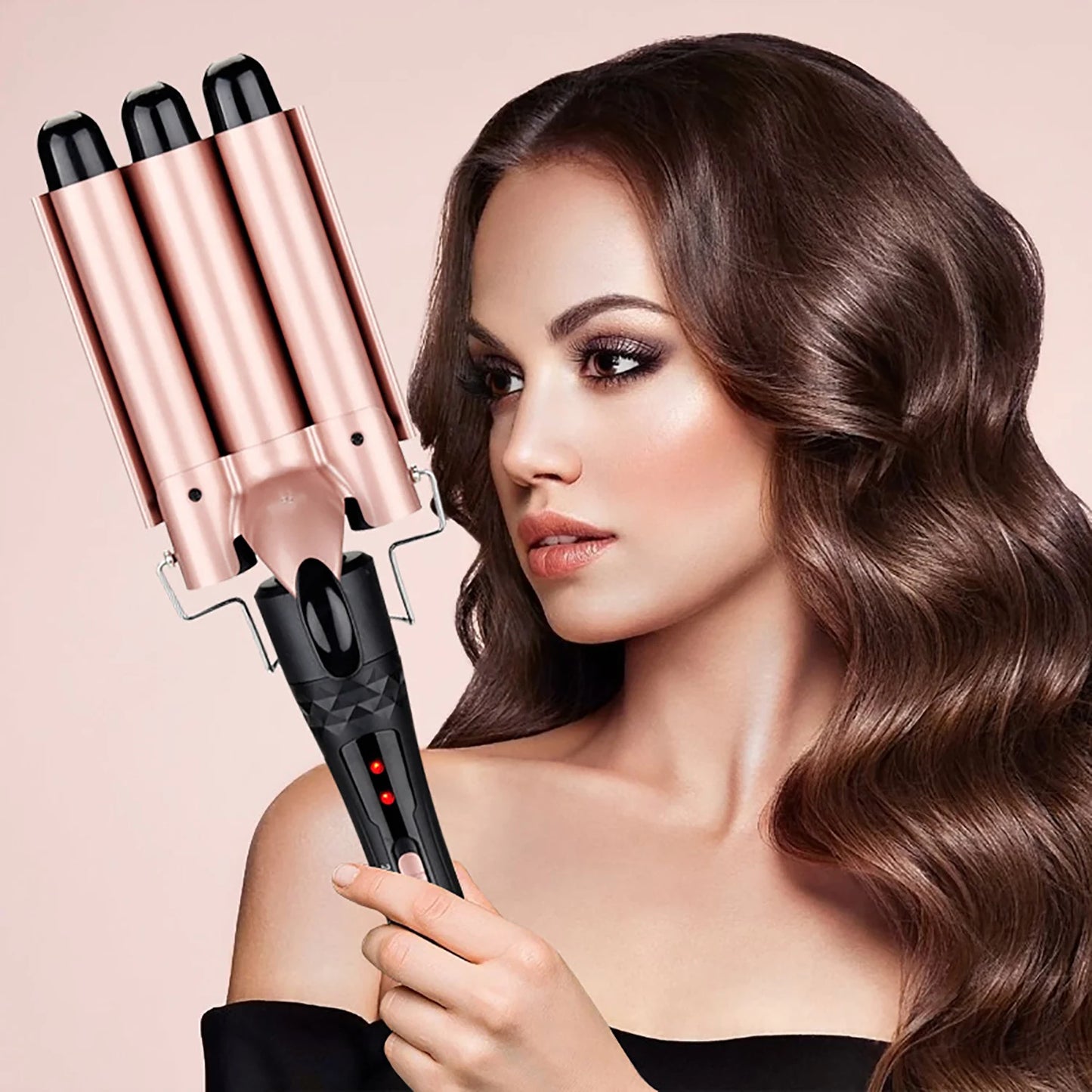 5-In-1 Waver Curling Iron Wand Set with 3 Barrels Hair Crimper, Multi Design Curling Wands Set with Hair Straightener Brush