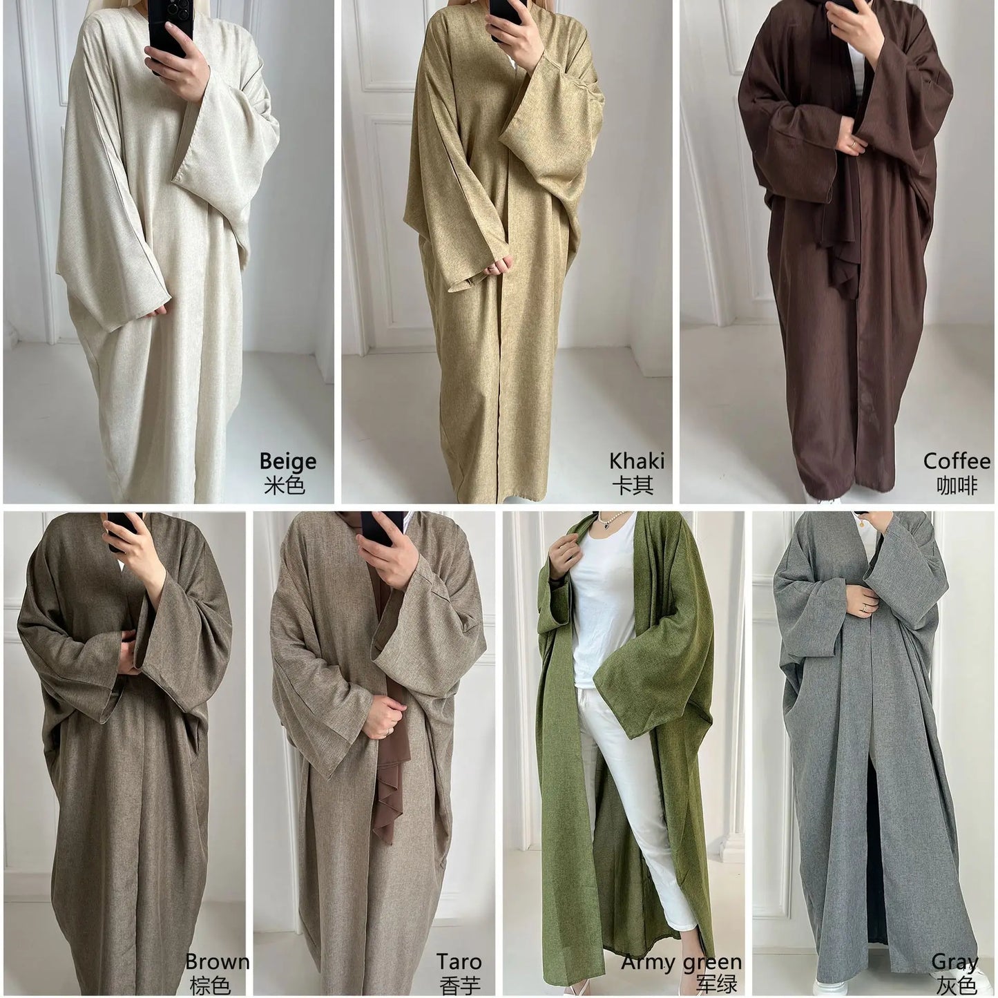 Fashion Modest Abaya Kimono Dubai Muslim Cardigan Abayas Women Casual Robe Female Islam Clothes Linen Blend