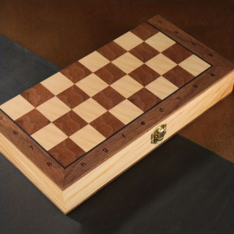 Three-in-one Solid Wood High-grade Chess Wooden Chess Foldable Convenient Puzzle Board Game Toys Halloween/Thanksgiving Day/Christmas Gift