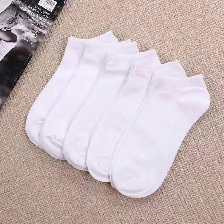 10 Pairs and 5Pairs Socks Solid Color White Black Ankle Socks Breathable Sports Comfortable Cotton Floor Socks - LESSANA