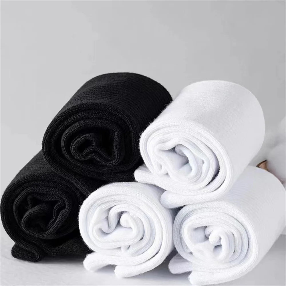 10 Pairs Classic Black White 95% Cotton Men's Short Socks Summer Thin Low Tube Socks Anti Odor Women's Ankel Sox EU 37-42 - LESSANA