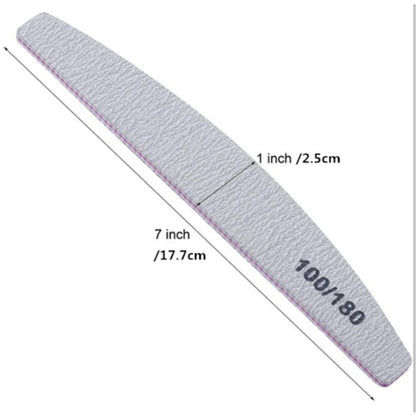 100/180 Grits Nail Files And Buffers Professional Double Sided Emery Boards Manicure Tool For Acrylic Nails - LESSANA