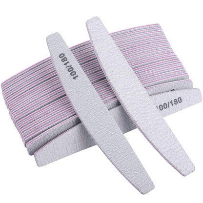 100/180 Grits Nail Files And Buffers Professional Double Sided Emery Boards Manicure Tool For Acrylic Nails - LESSANA