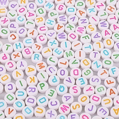 100pcs 7mm Round Letter Beads Acrylic Beads Letter Mixed Color DIY Letter Spacer Beads Bangle Jewelry Accessories Halloween，Thanksgiving And Christmas Gift - LESSANA