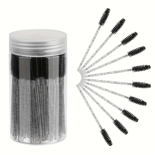 100pcs/10pcs Disposable Eyelash Brush Mascara Stick Makeup Brush Applicator Set For Extending Eyelashes And Eyebrow Brush With Container - LESSANA
