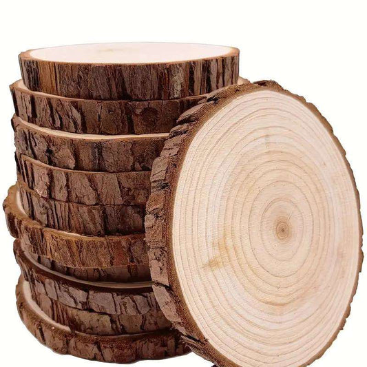 10pcs Natural Tree Bark Wood Slices Disc Coasters Wood Coaster Pieces Craft Wood Kit Circles Crafts Christmas Ornaments DIY Crafts With Bark For Crafts Christmas, Halloween, Thanksgiving Day Gift - LESSANA