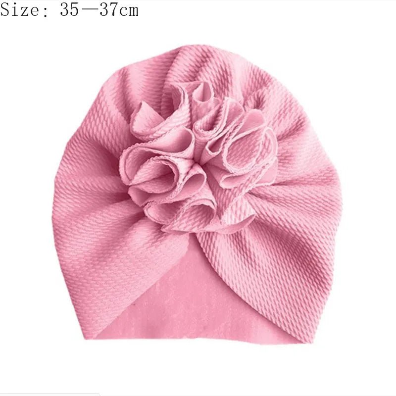 1/2Pcs Cute Flower Baby Hat Toddler Turban Infant Head Wraps Kids Bonnet Newborn Toddler Beanie Cap Headband for 0-18 Months - LESSANA