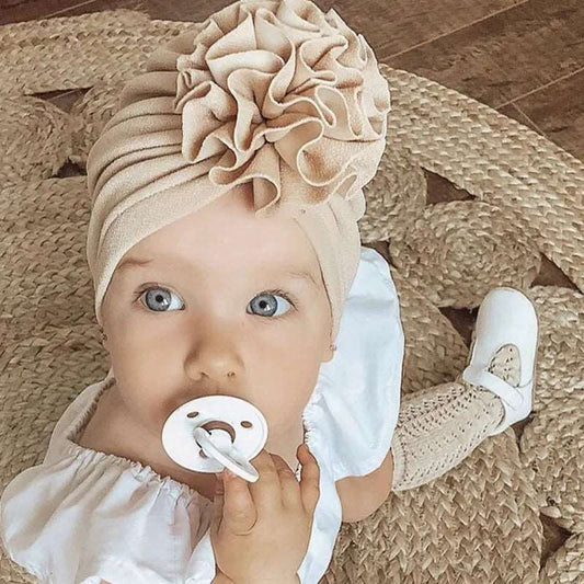 1/2Pcs Cute Flower Baby Hat Toddler Turban Infant Head Wraps Kids Bonnet Newborn Toddler Beanie Cap Headband for 0-18 Months - LESSANA