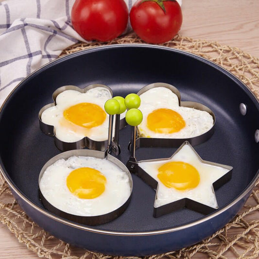 1/4pcs, Egg Mold, Egg Ring Molds, Fried Egg Mold, DIY Fried Egg Mold, Creative Egg Mold, Kawaii Egg Mold, Egg Ring Molds For Cooking, Stainless Steel Ring Mold, Breads Mold, Kitchen Accessories - LESSANA