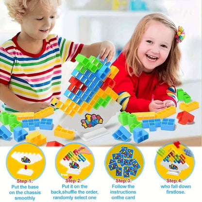 16pcs Tetra Tower Balance Stacking Blocks Game - High-Intellectual Building Blocks For Children Desktop Game, Board Game For Family, Parties, Kids Building Blocks Toy Random Color - LESSANA
