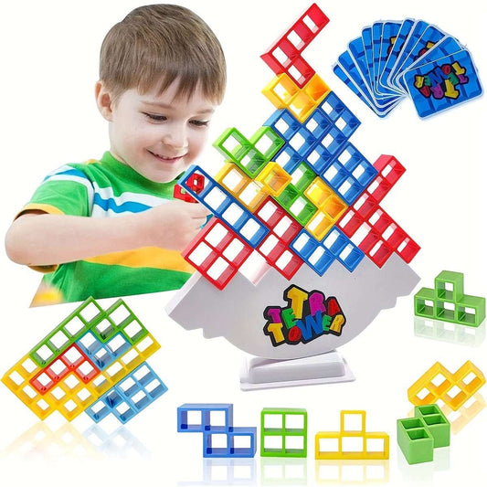 16pcs Tetra Tower Balance Stacking Blocks Game - High-Intellectual Building Blocks For Children Desktop Game, Board Game For Family, Parties, Kids Building Blocks Toy Random Color - LESSANA