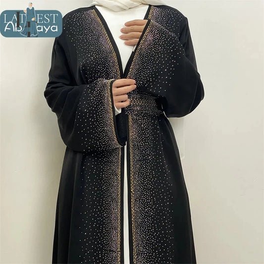 Abaya Dubai Luxury Long Dresses Diamonds Gorgeous Party Style  Muslim Modesty Robe Islam's Clothing Khimar Kebaya Ramadan Kimono
