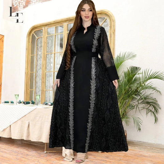Dubai Luxury Abaya - Muslim Ramadan Collection 2024 | Embroidered Appliqué Dress for Women