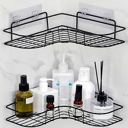 1pc Bathroom Shelf For Corner, Outdoor Organizer Cabinet Rack, Bathroom Kitchen No Punching Triangle Storage Rack Bathroom Accessories - LESSANA