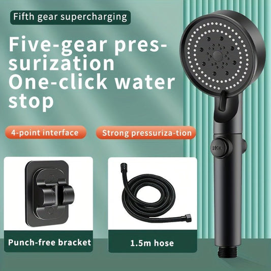 1pc High Pressure Water Saving Shower Head with 5 Adjustable Modes - Save Water and Enjoy a Luxurious Bathing Experience bathroom accessories, shower head - LESSANA