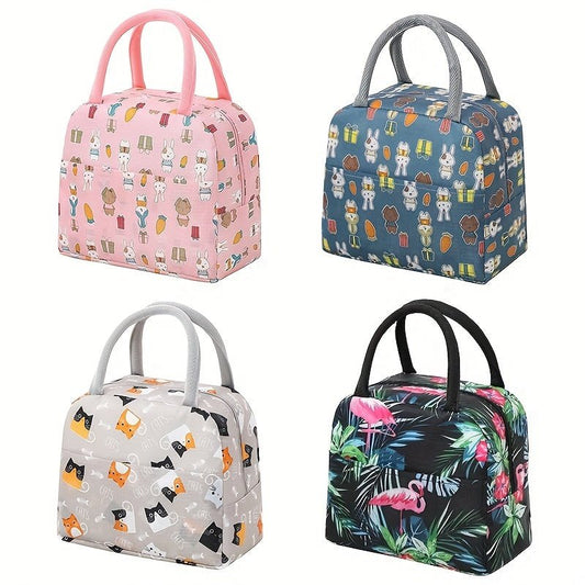 1pc Insulated Lunch Bag, Animals Printed Reusable Lunch Box For Office Work School Picnic Beach, Leakproof Freezable Cooler Bag With Handle For Teens/Adults For Teenagers And Workers At School, Classroom, Canteen, Back To School - LESSANA
