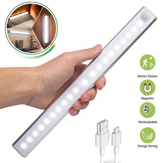1pc Motion Sensor Light Wireless LED Night Light USB Rechargeable Night Lamp For Kitchen Cabinet Wardrobe Lamp Staircase Backlight - LESSANA