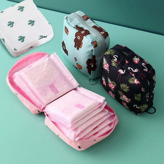1pc Sanitary Towel Storage Bag Multi Function Travel Storage Bag Sanitary Napkin Pouch Large Waterproof Storage Bag Girls Travel Makeup Pouch Toiletries Cosmetic Organizer - LESSANA
