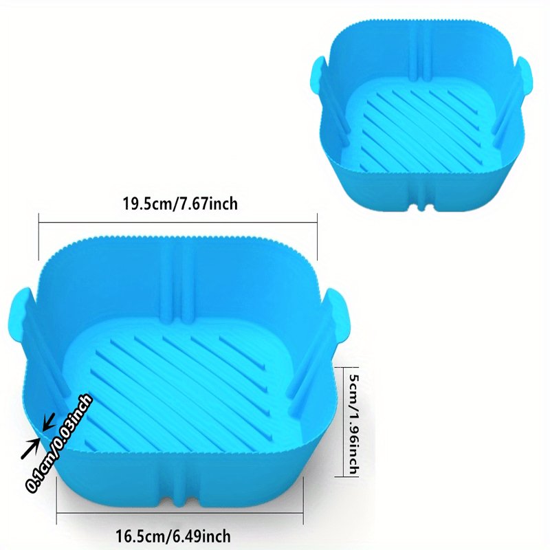 1pc Square Air Fryer Silicone Pot Reusable Air Fryers Liners Oven Baking Tray Home Kitchen Air Fryer Accessories 19.48cmx16.48cmx4.98cm - LESSANA