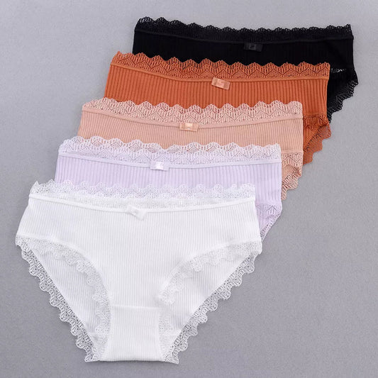 1PCS Women's Cotton Panties Sexy Lace Lingerie Female Soft Underwear For Girls Ladies Underpants Briefs Woman's Panty - LESSANA