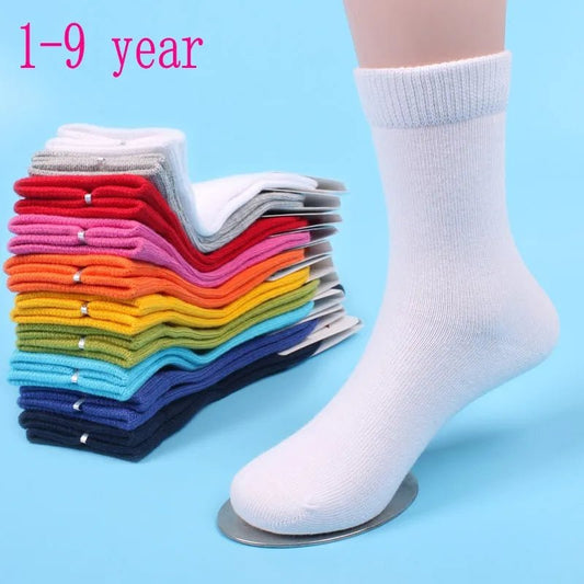 20 Pieces=10 Pairs Children Socks Spring&Autumn Cotton High Quality Candy Colors Girls Socks With Boys Socks 1-9 Year Kids Socks - LESSANA