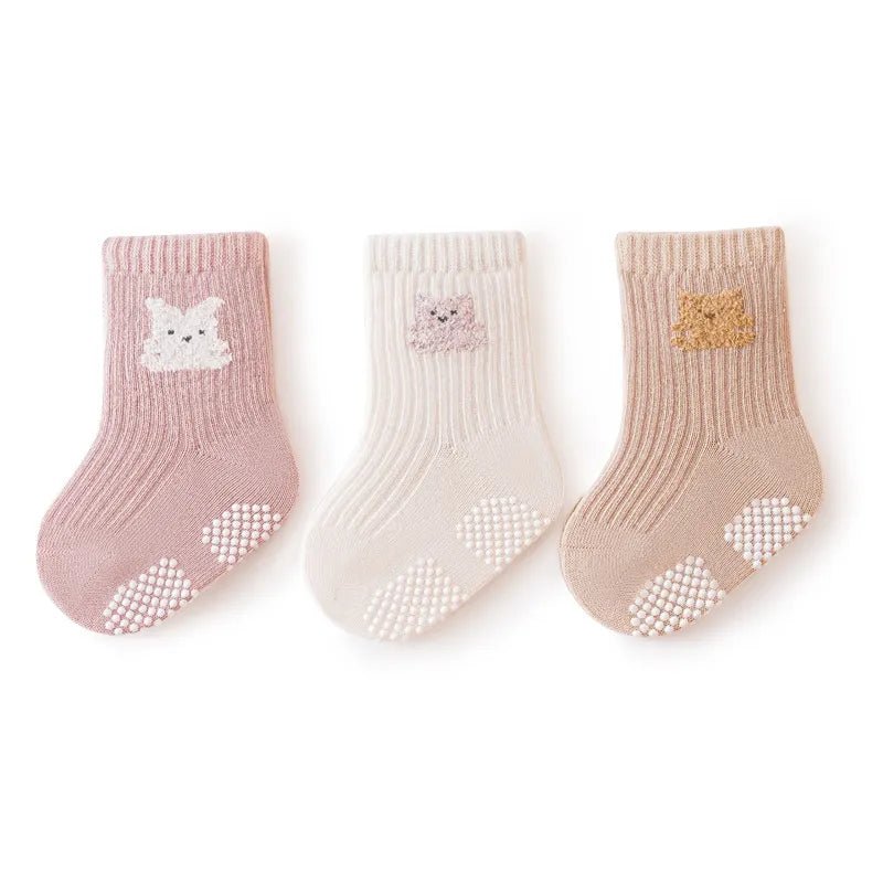 3 Pairs Korean Kids Soft Fashion Cartoon Socks Baby Middle Tube Stockings Long Socks for Infant Toddler Boys Girls Casual Socks - LESSANA