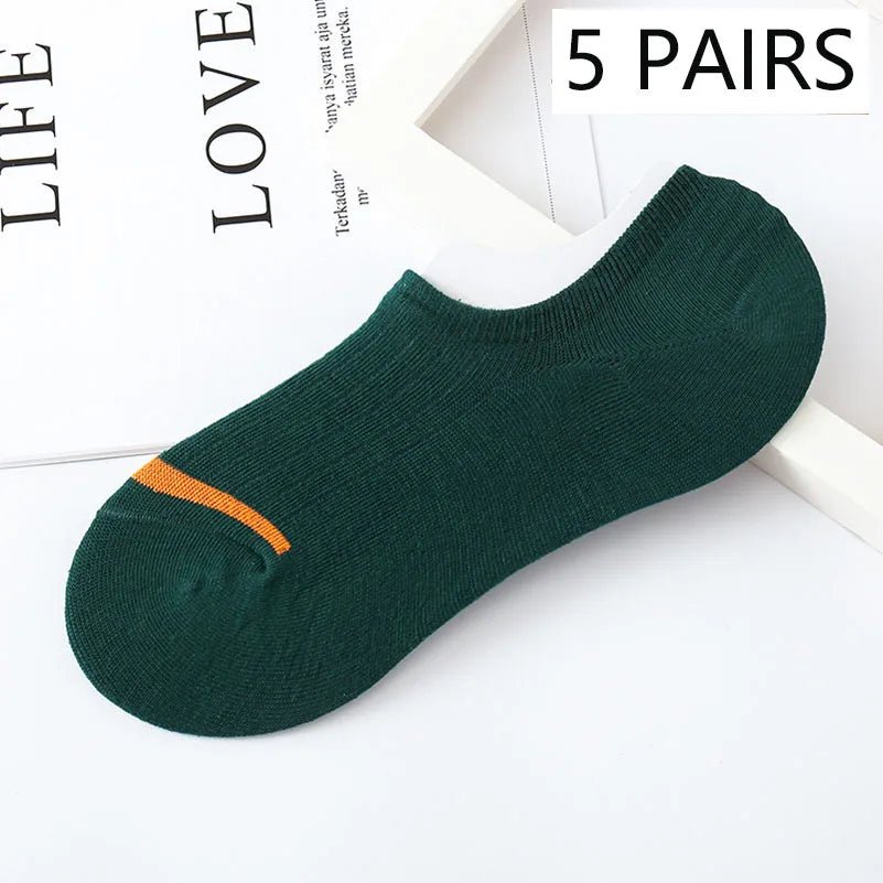 5 Pairs Size35-42 Unisex Boat Socks Women Men Invisible Sock Slippers Spring Summer Autumn Silicone Non-slip Low Cut Socks Meias - LESSANA
