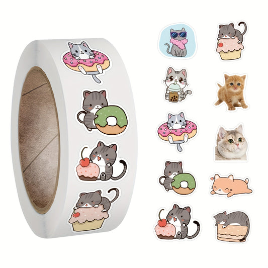500pcs Cute Cat Stickers For Water Bottles, Gift For Teen, Birthday Party, Kawaii Stickers For Water Bottles, Laptop, Phone, Skateboard, Bicycle Halloween，Thanksgiving And Christmas Gift - LESSANA