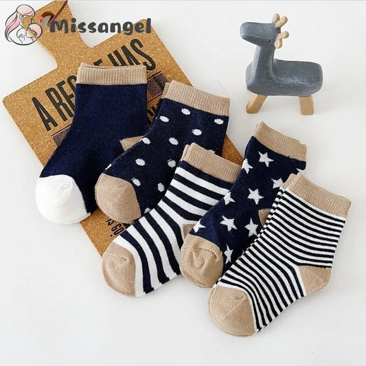 5Pairs/lot 2022 Baby Socks for Kids Girls Boy Cotton Stripe Cartoon Animals Summer Toddler Knitted socks Newborn BeBe Clothes - LESSANA