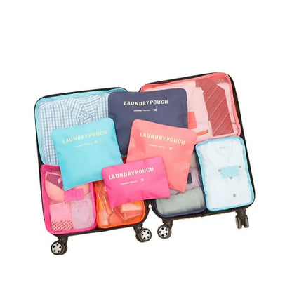 6 PCS Travel Storage Bag Set for Clothes Tidy Organizer Wardrobe Suitcase Pouch Travel Organizer Bag Case Shoes Packing Cube Bag - LESSANA